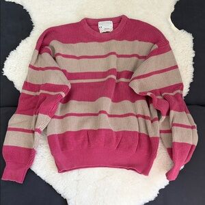 Striped Pink and Tan Winter Sweater